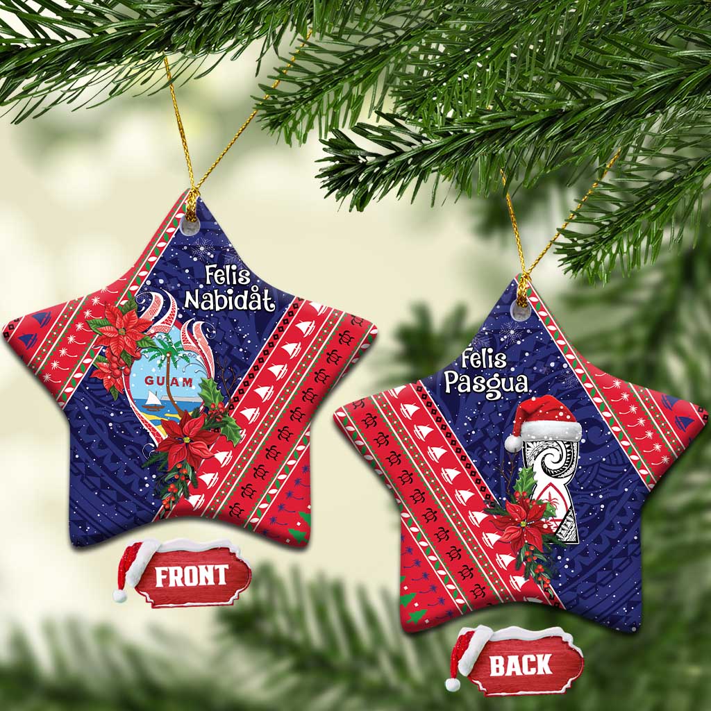 Guam Christmas Ceramic Ornament Felis Nabidat Guaman Seal With Poinsettia