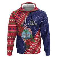Guam Christmas Zip Hoodie Felis Nabidat Guaman Seal With Poinsettia