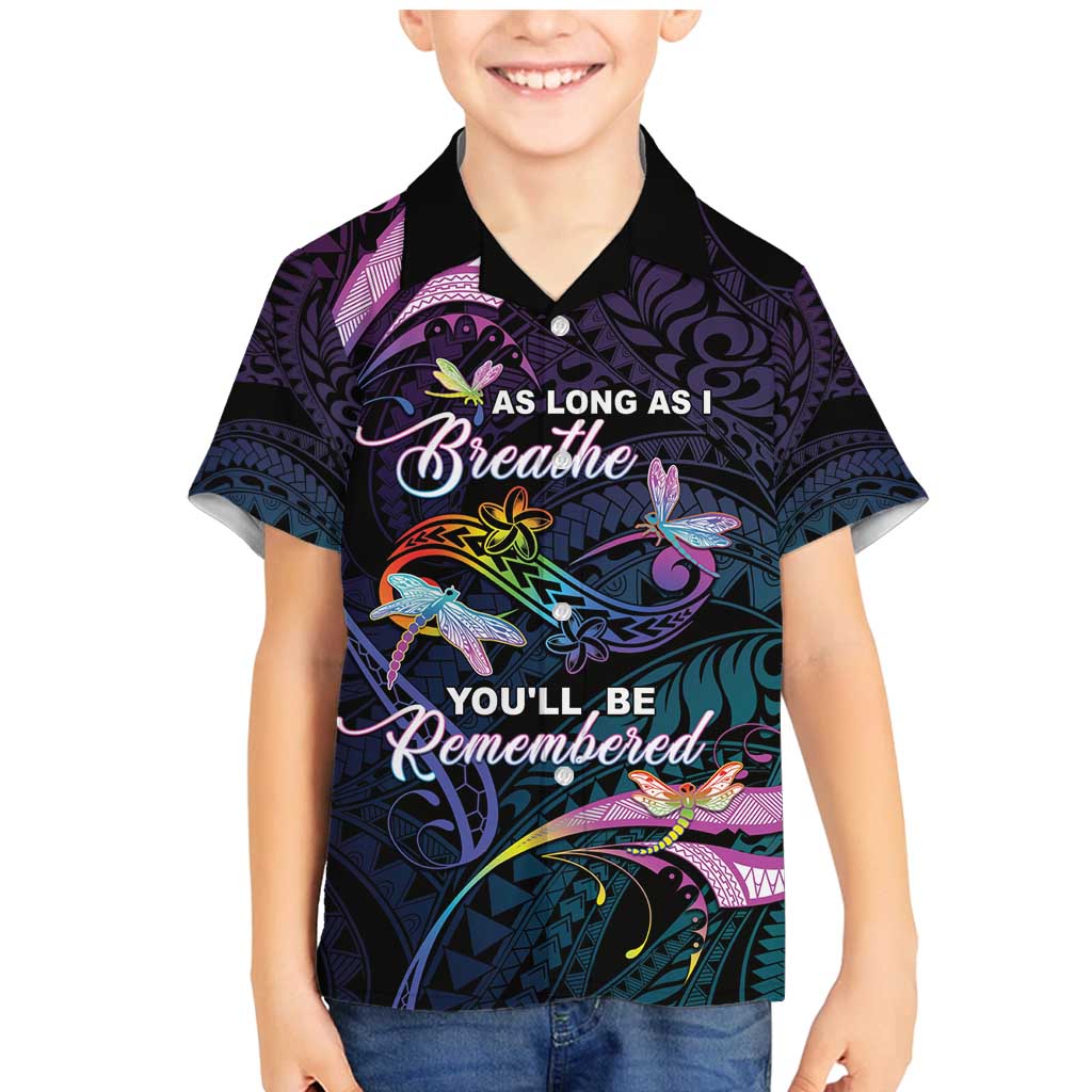 Personalised Polynesia Memorial Family Matching Mermaid Dress and Hawaiian Shirt Always Remembered Dragonfly Polynesian Style