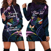 Personalised Polynesia Memorial Hoodie Dress Always Remembered Dragonfly Polynesian Style