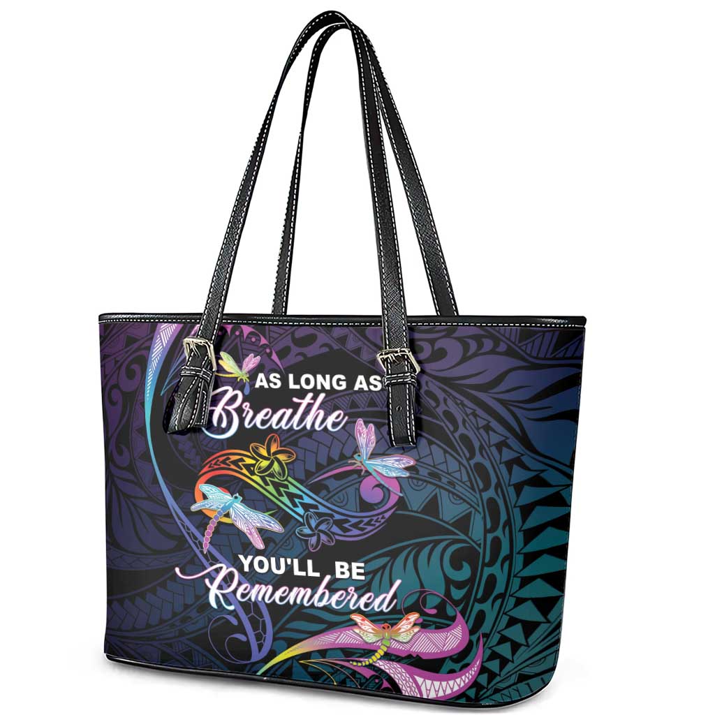 Polynesia Memorial Leather Tote Bag Always Remembered Dragonfly Polynesian Style