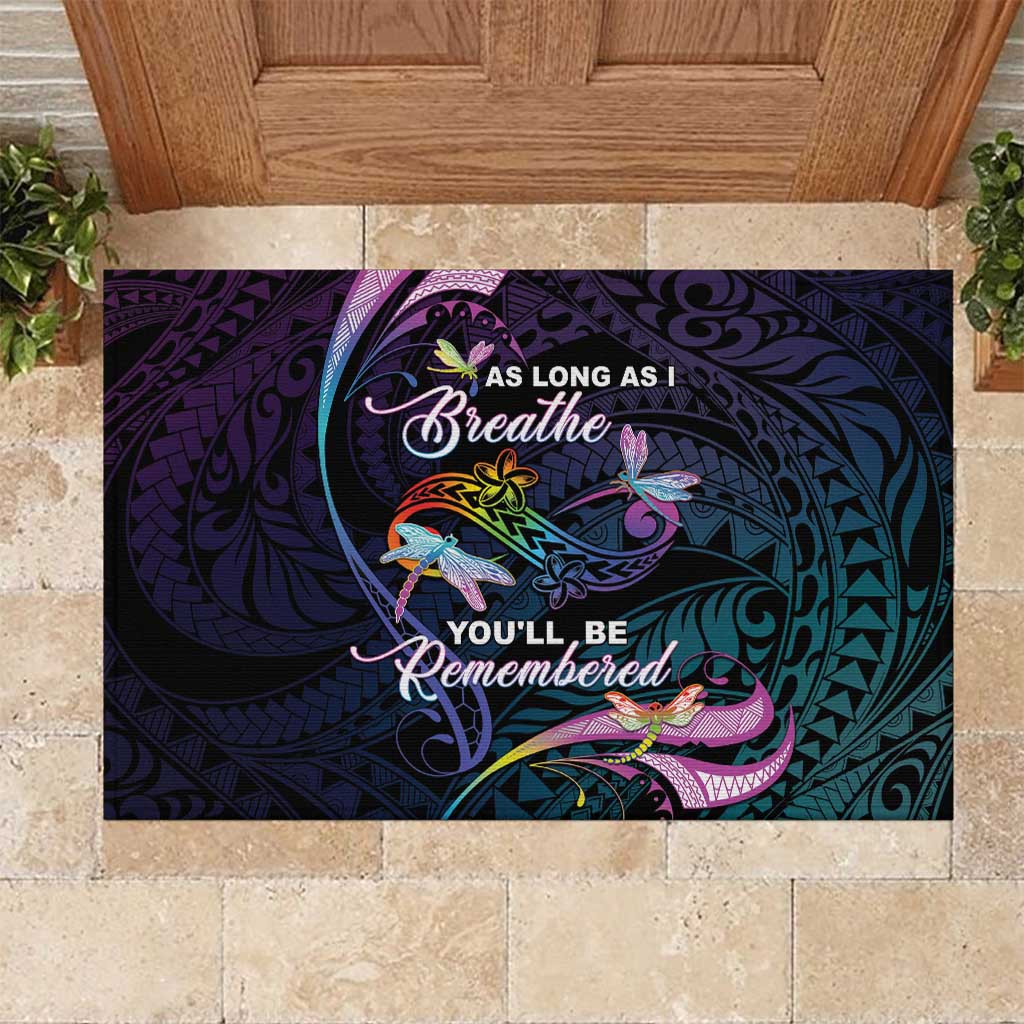 Polynesia Memorial Rubber Doormat Always Remembered Dragonfly Polynesian Style
