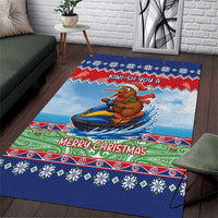 New Zealand Christmas Area Rug Funny Jet Ride Kiwi Xmas - Polynesian Pride