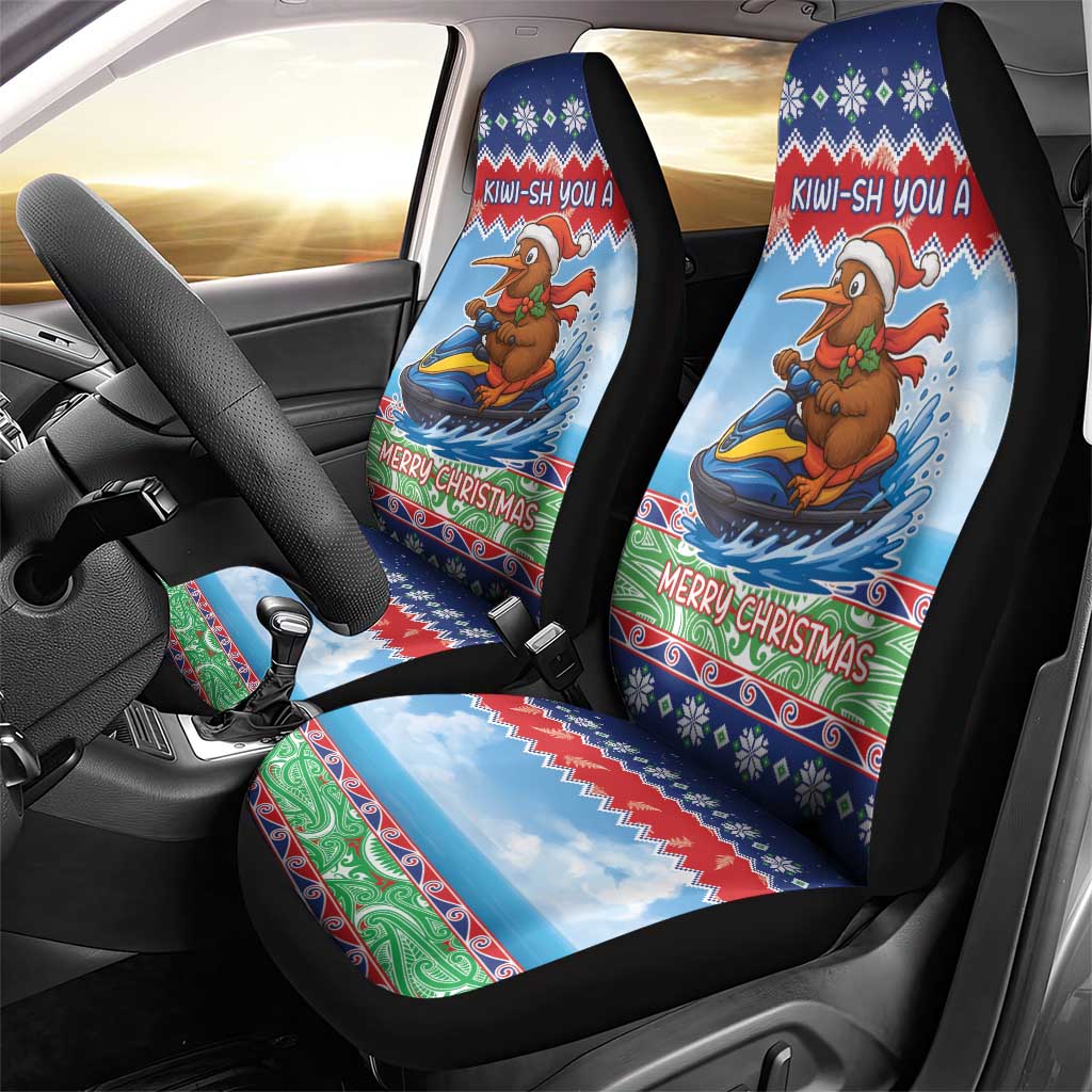 New Zealand Christmas Car Seat Cover Funny Jet Ride Kiwi Xmas - Polynesian Pride