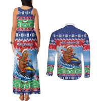 New Zealand Christmas Couples Matching Tank Maxi Dress and Long Sleeve Button Shirt Funny Jet Ride Kiwi Xmas - Polynesian Pride