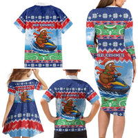 New Zealand Christmas Family Matching Long Sleeve Bodycon Dress and Hawaiian Shirt Funny Jet Ride Kiwi Xmas - Polynesian Pride