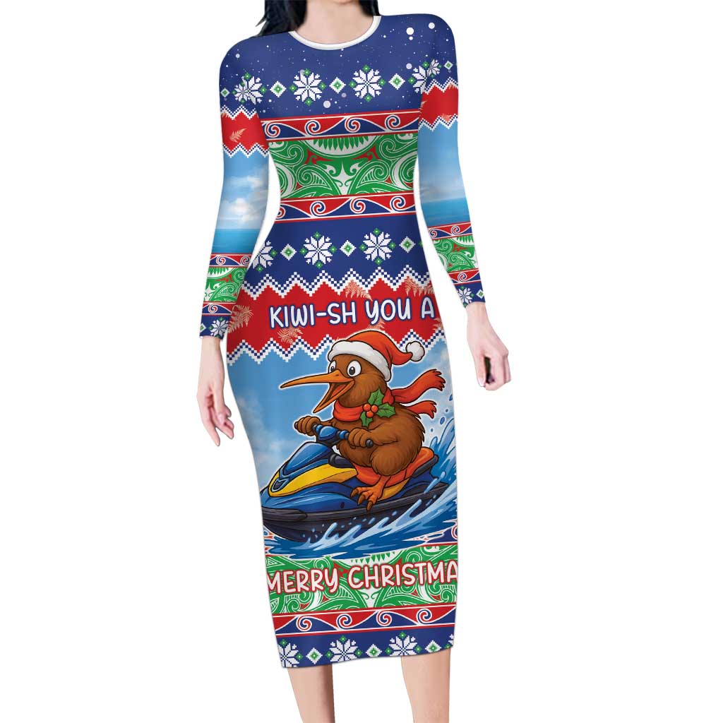 New Zealand Christmas Family Matching Long Sleeve Bodycon Dress and Hawaiian Shirt Funny Jet Ride Kiwi Xmas - Polynesian Pride