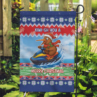 New Zealand Christmas Garden Flag Funny Jet Ride Kiwi Xmas - Polynesian Pride