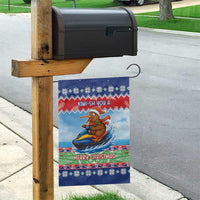 New Zealand Christmas Garden Flag Funny Jet Ride Kiwi Xmas - Polynesian Pride