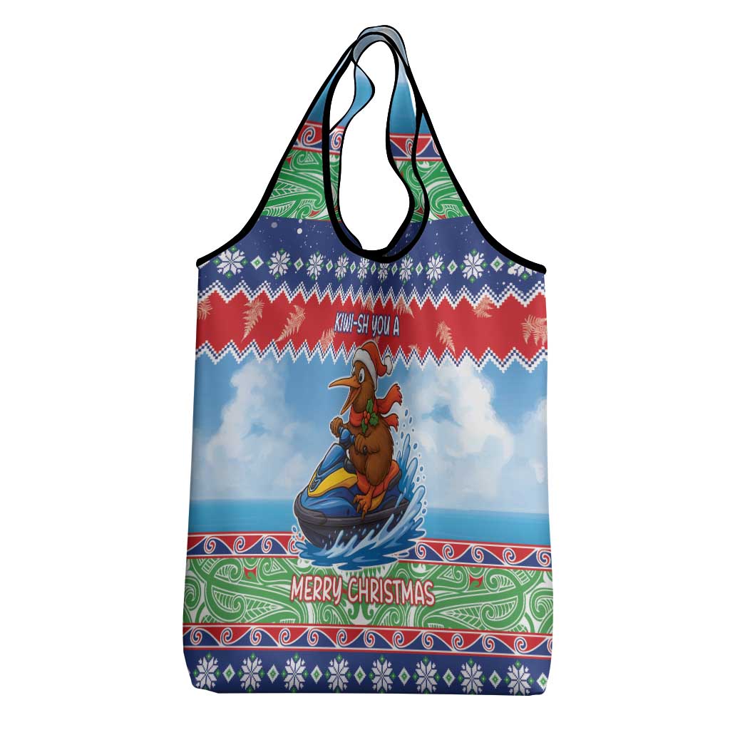 New Zealand Christmas Grocery Bag Funny Jet Ride Kiwi Xmas - Polynesian Pride