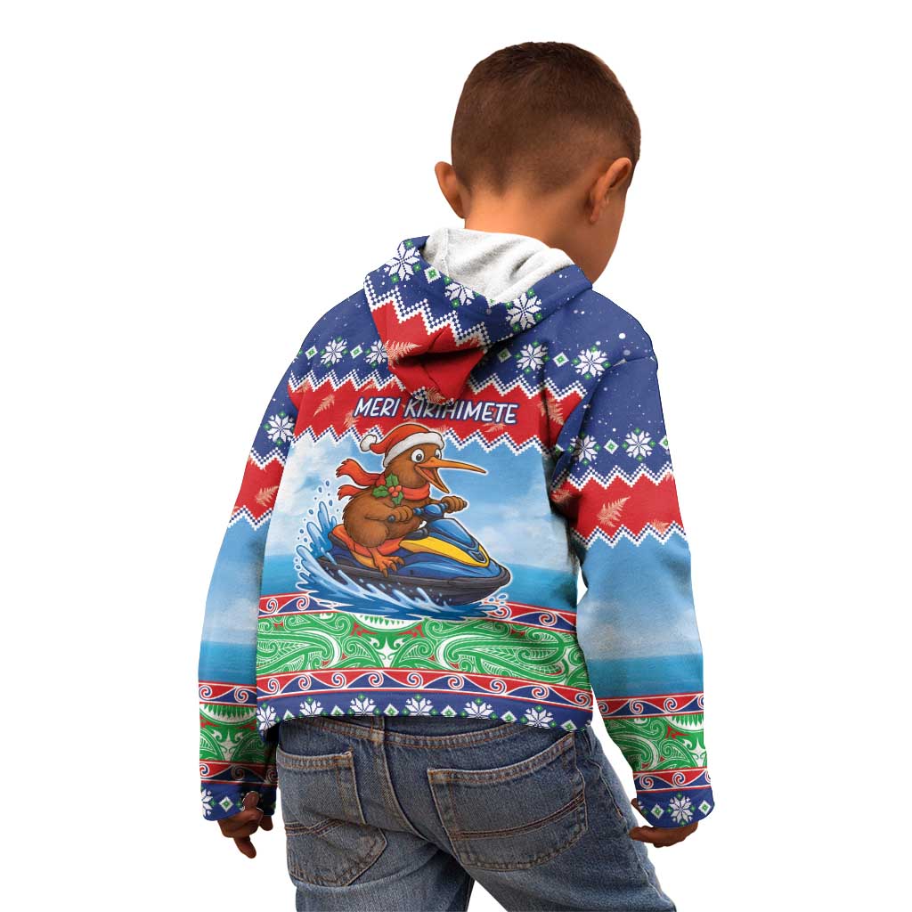 New Zealand Christmas Kid Hoodie Funny Jet Ride Kiwi Xmas - Polynesian Pride