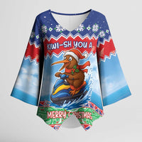 New Zealand Christmas Kimono Sleeve Blouse Funny Jet Ride Kiwi Xmas - Polynesian Pride