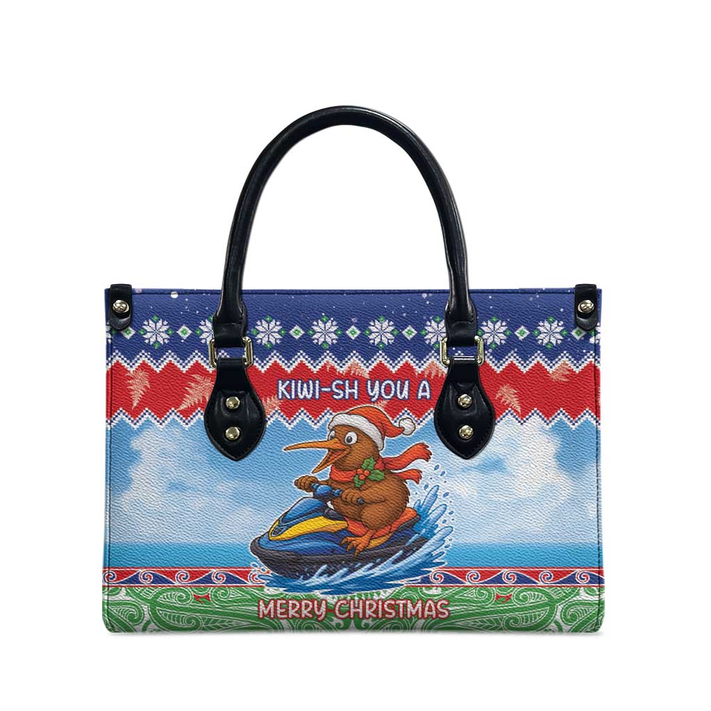 New Zealand Christmas Leather Bag Funny Jet Ride Kiwi Xmas - Polynesian Pride