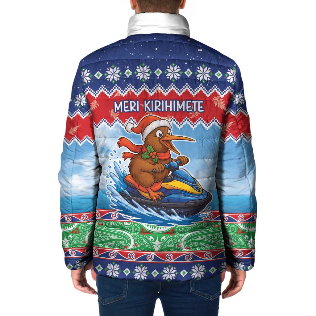 New Zealand Christmas Padded Jacket Funny Jet Ride Kiwi Xmas - Polynesian Pride