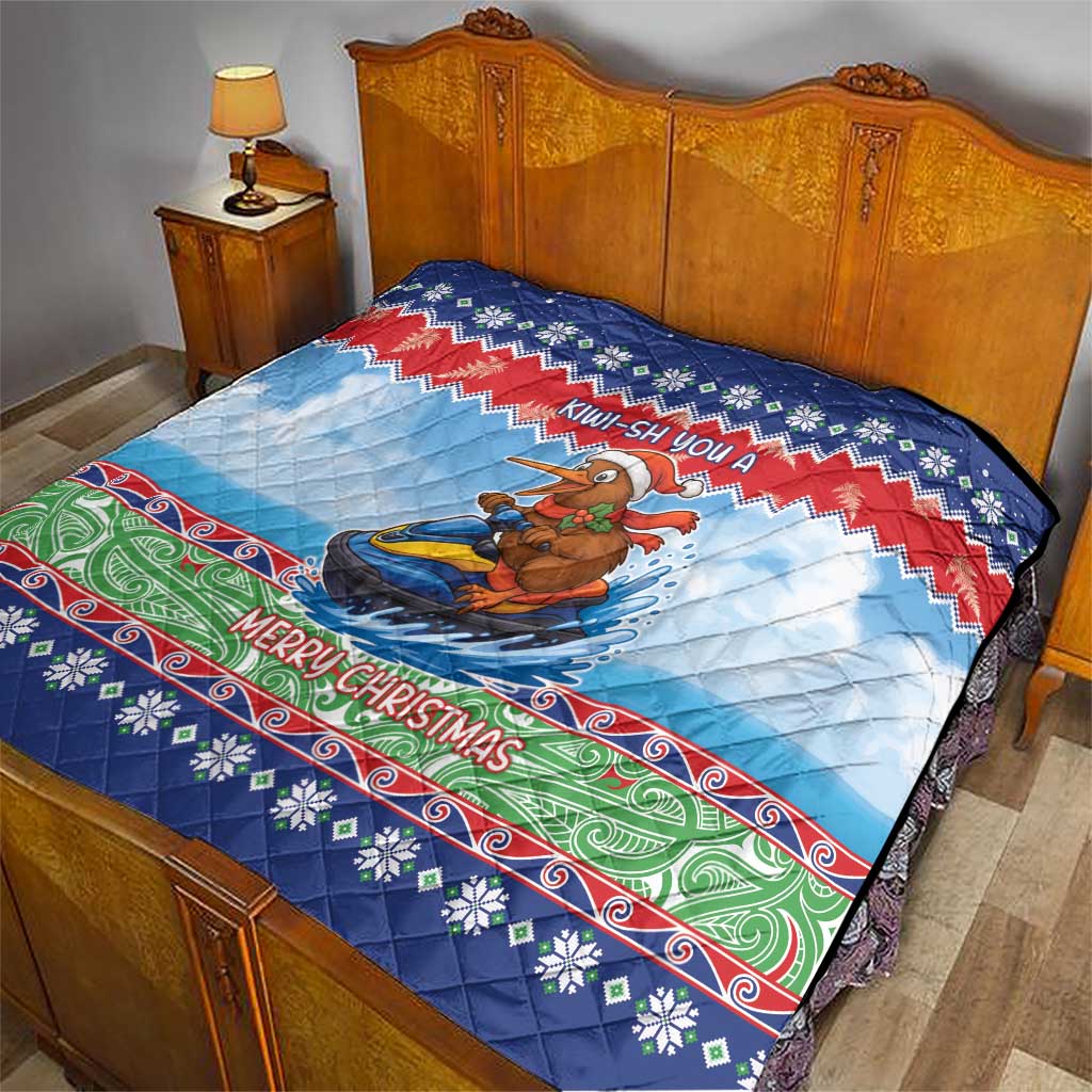 New Zealand Christmas Quilt Funny Jet Ride Kiwi Xmas - Polynesian Pride