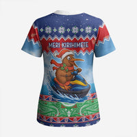 New Zealand Christmas Scrub Top Funny Jet Ride Kiwi Xmas - Polynesian Pride