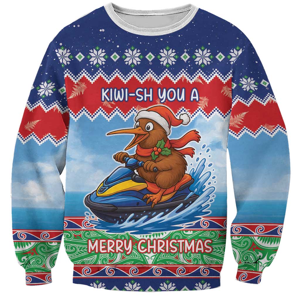New Zealand Christmas Sweatshirt Funny Jet Ride Kiwi Xmas - Polynesian Pride