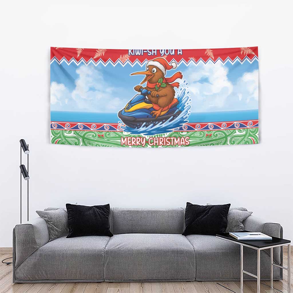 New Zealand Christmas Tapestry Funny Jet Ride Kiwi Xmas - Polynesian Pride