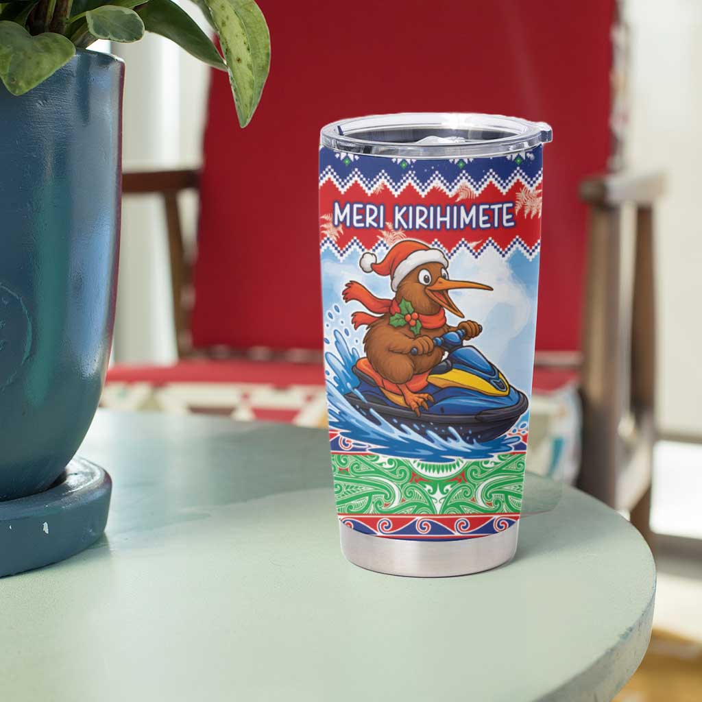 New Zealand Christmas Tumbler Cup Funny Jet Ride Kiwi Xmas - Polynesian Pride
