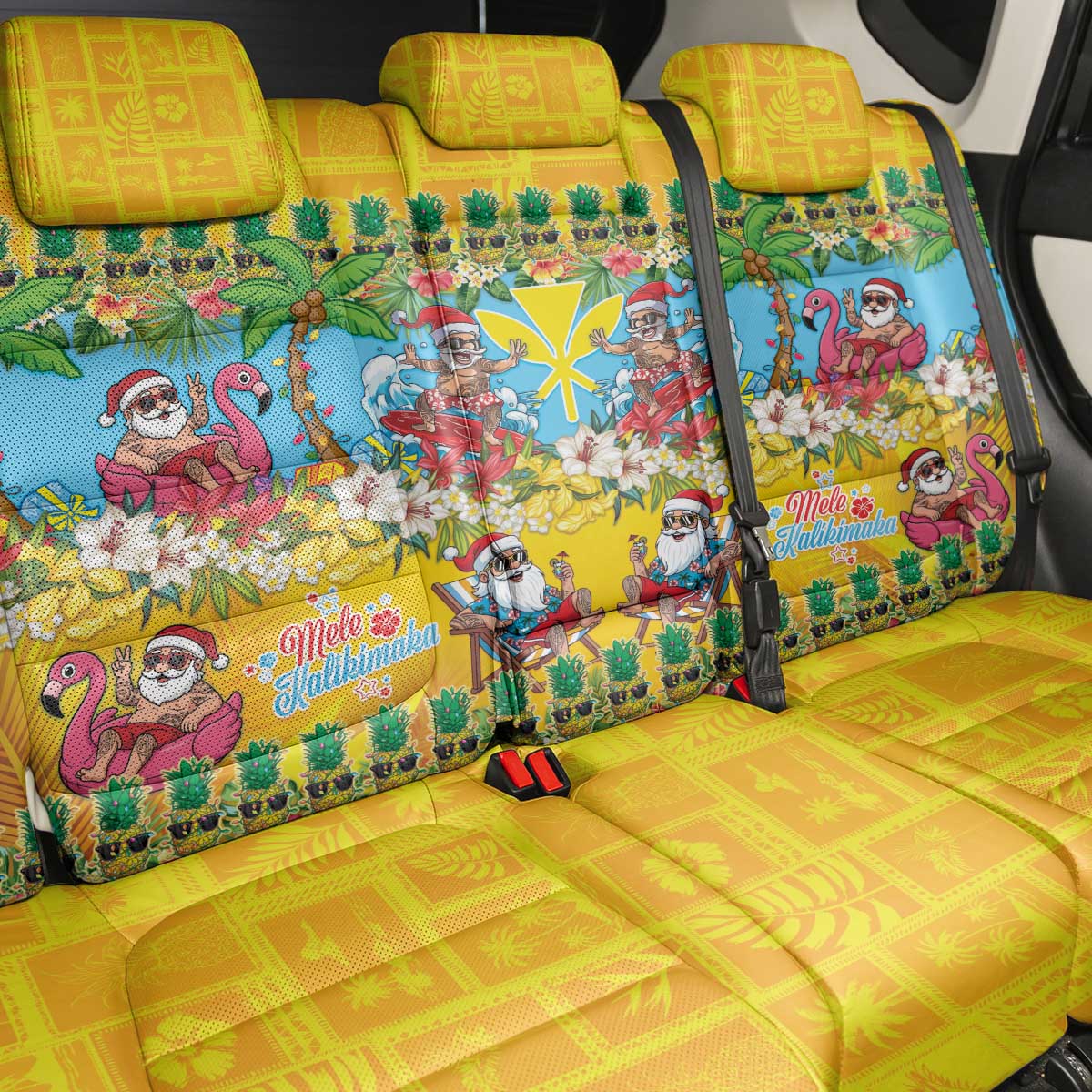 Hawaii Christmas Back Car Seat Cover Mele Kalikimaka Tropical Vibes - Polynesian Pride