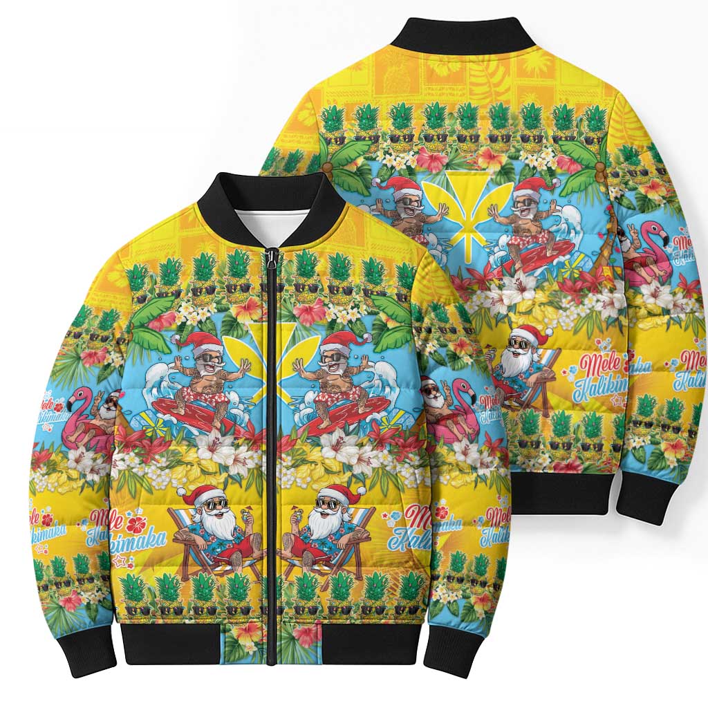Hawaii Christmas Bomber Puffer Jacket Mele Kalikimaka Tropical Vibes - Polynesian Pride