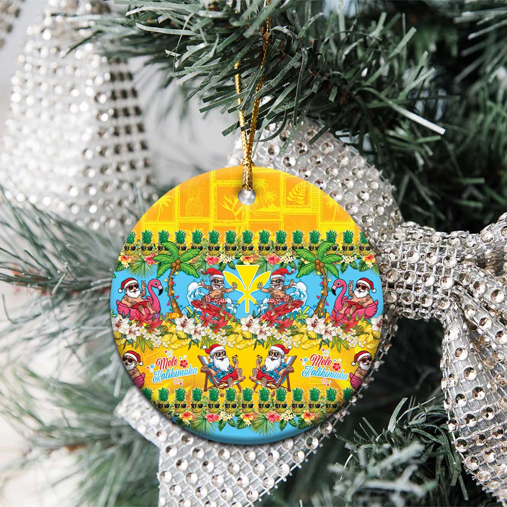 Hawaii Christmas Ceramic Ornament Mele Kalikimaka Tropical Vibes - Polynesian Pride