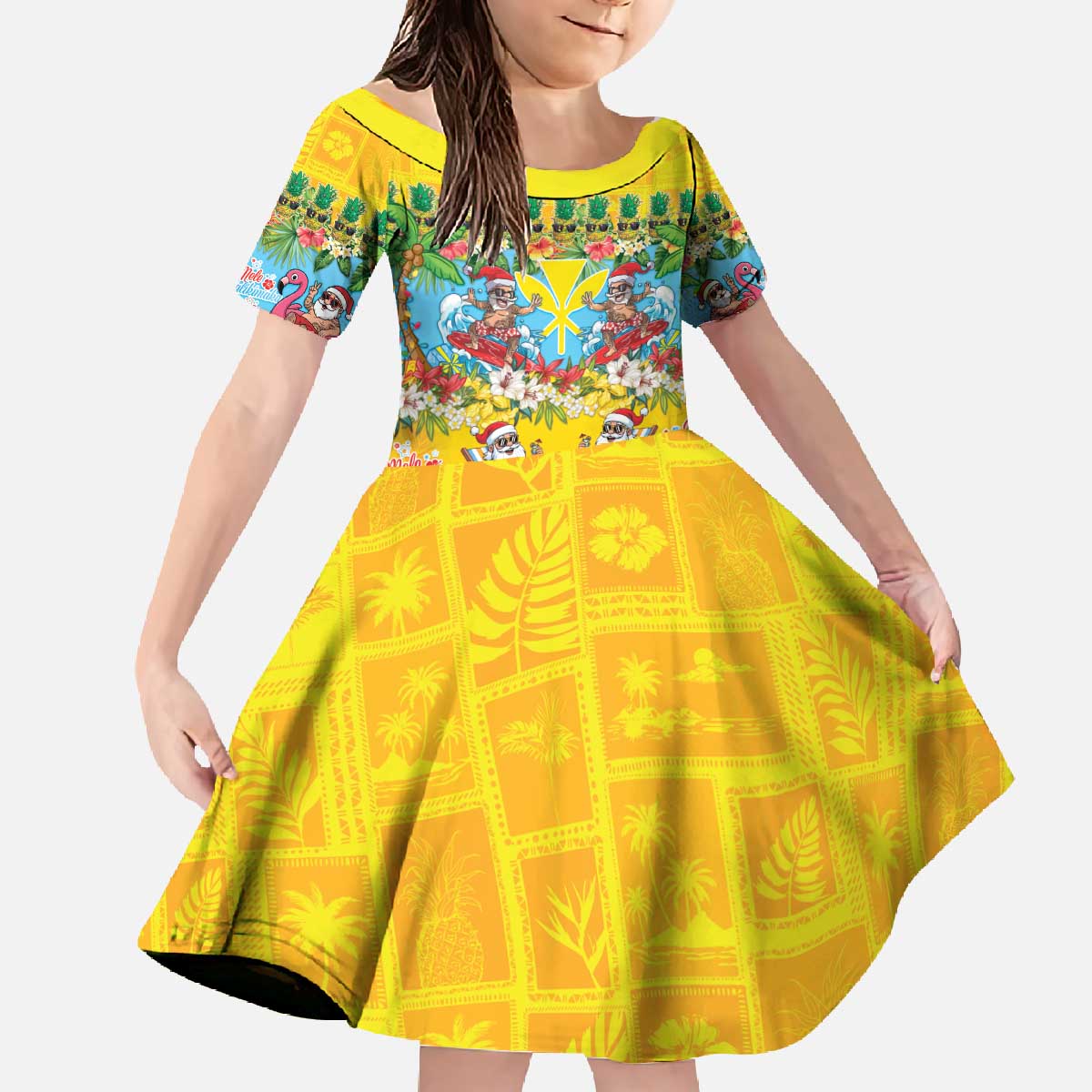 Hawaii Christmas Family Matching Off The Shoulder Long Sleeve Dress and Hawaiian Shirt Mele Kalikimaka Tropical Vibes - Polynesian Pride