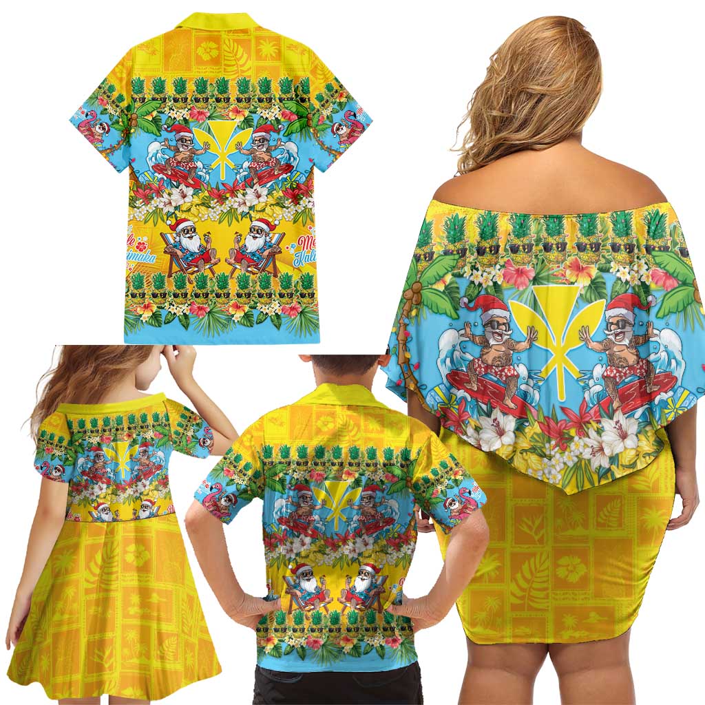 Hawaii Christmas Family Matching Off Shoulder Short Dress and Hawaiian Shirt Mele Kalikimaka Tropical Vibes - Polynesian Pride
