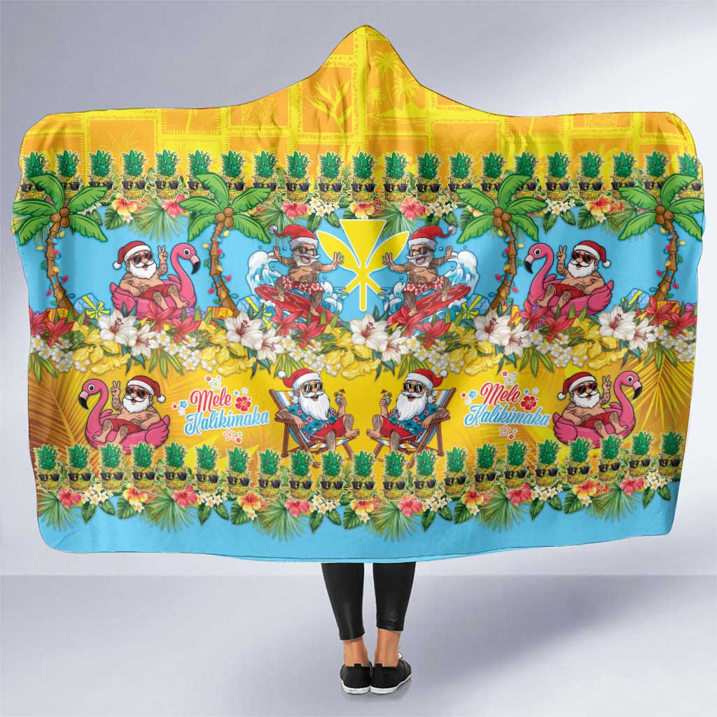 Hawaii Christmas Hooded Blanket Mele Kalikimaka Tropical Vibes - Polynesian Pride