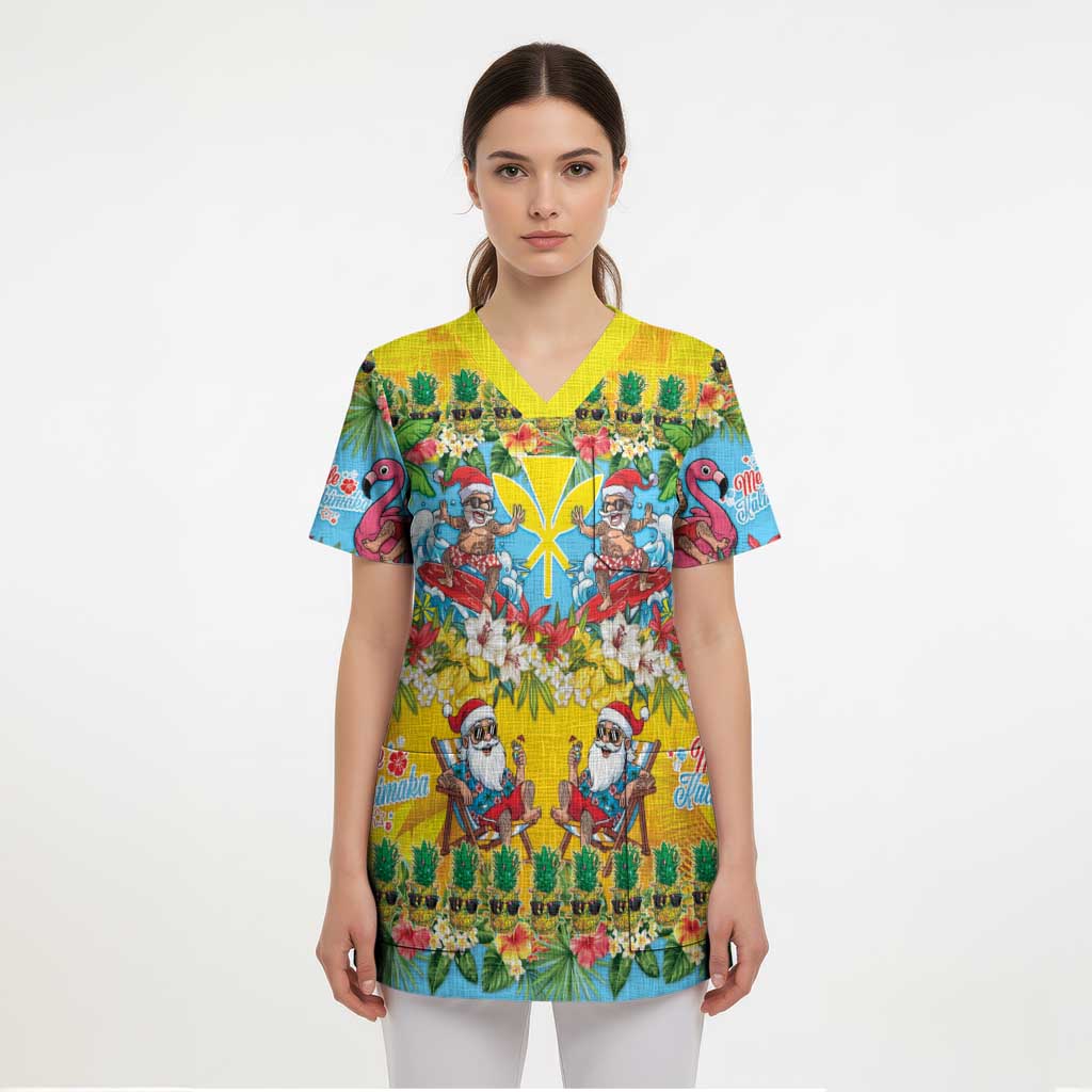 Hawaii Christmas Scrub Top Mele Kalikimaka Tropical Vibes - Polynesian Pride