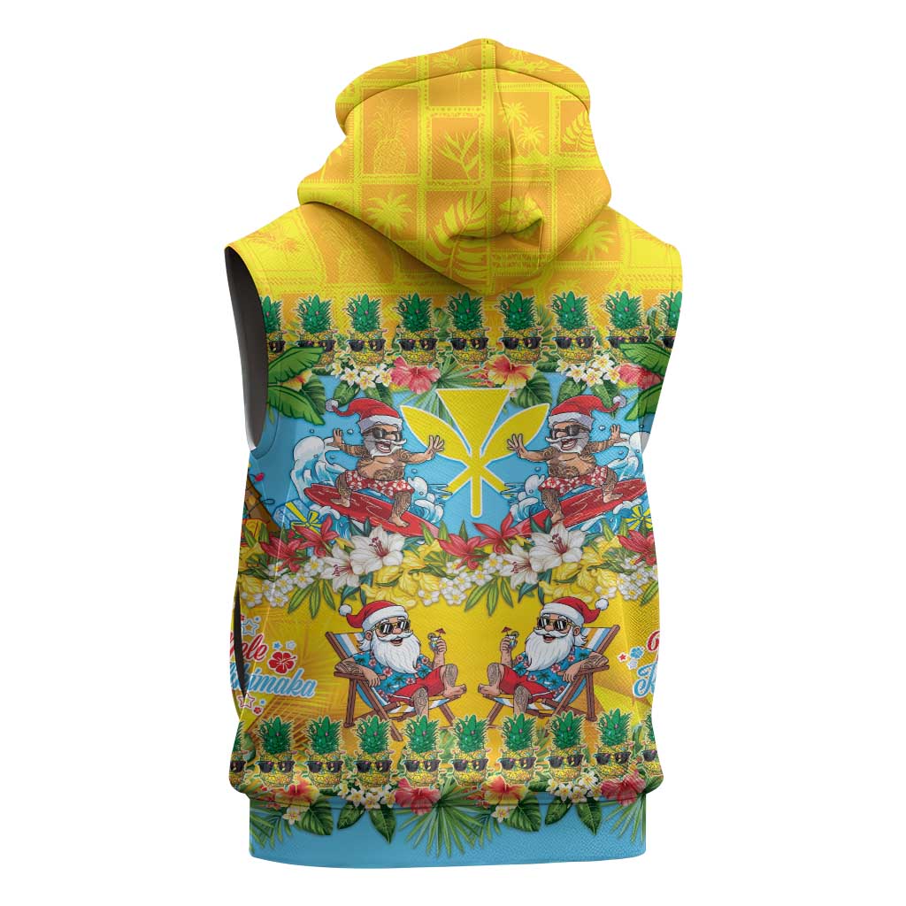 Hawaii Christmas Sleeveless Hoodie Mele Kalikimaka Tropical Vibes - Polynesian Pride