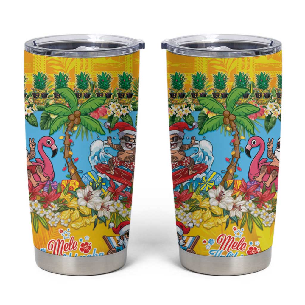 Hawaii Christmas Tumbler Cup Mele Kalikimaka Tropical Vibes - Polynesian Pride