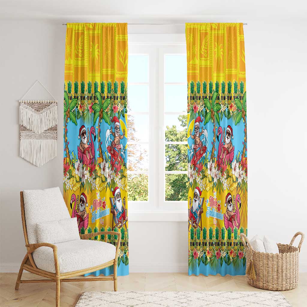 Hawaii Christmas Window Curtain Mele Kalikimaka Tropical Vibes - Polynesian Pride