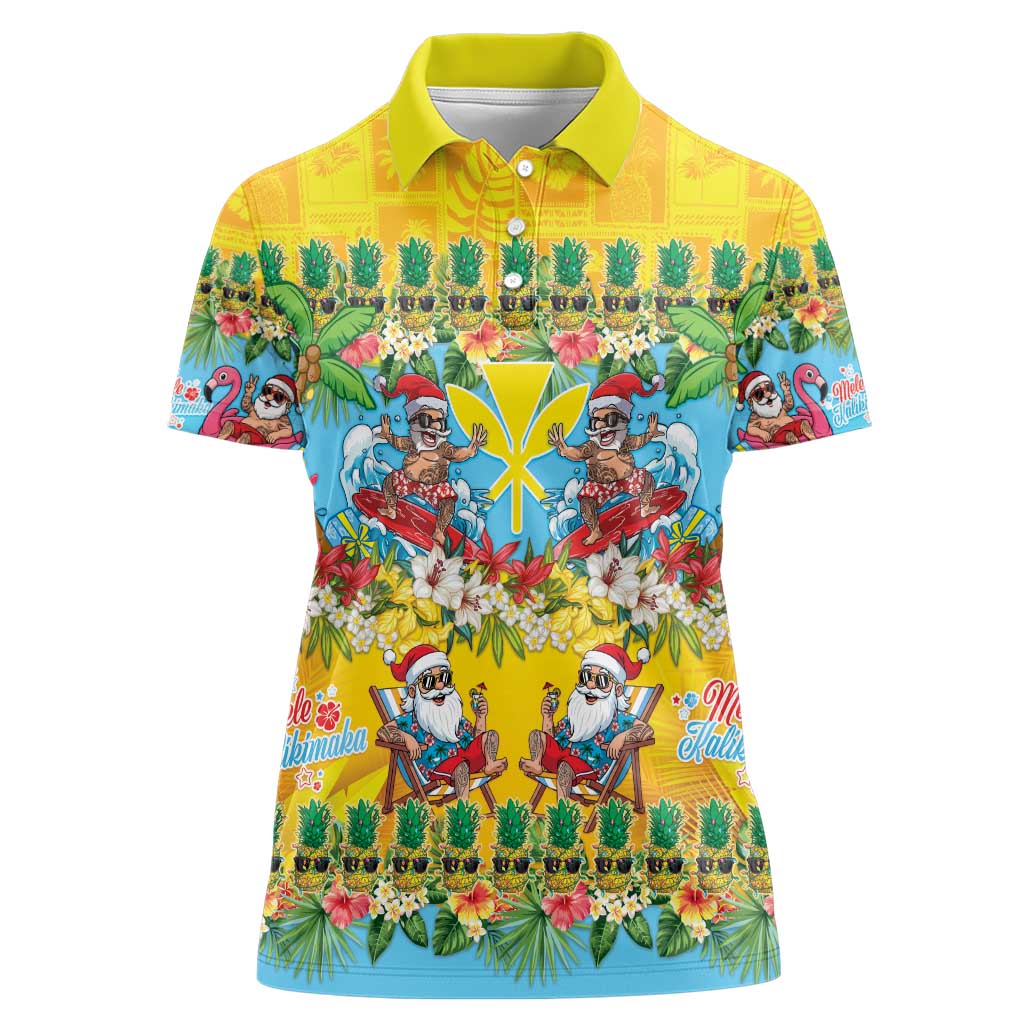 Hawaii Christmas Women Polo Shirt Mele Kalikimaka Tropical Vibes - Polynesian Pride