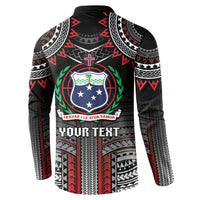 Personalised Samoa Black Saturday Button Sweatshirt Samoan Warrior Tribal Pattern