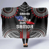 Samoa Black Saturday Hooded Blanket Samoan Warrior Tribal Pattern LT05 One Size Black - Polynesian Pride
