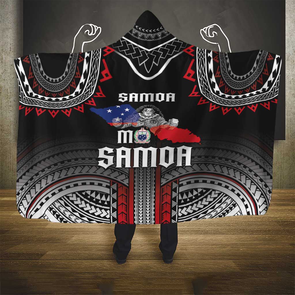 Samoa Black Saturday Hooded Blanket Samoan Warrior Tribal Pattern LT05 - Polynesian Pride