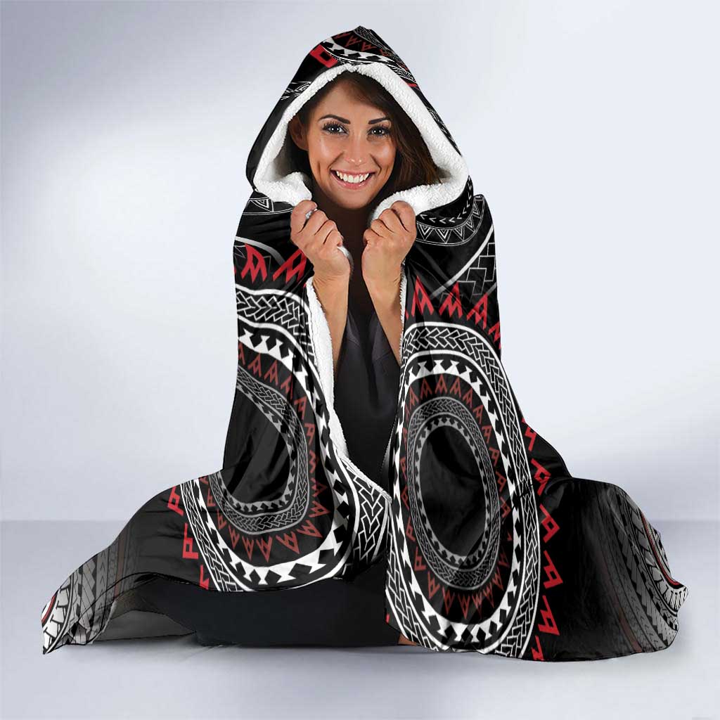 Samoa Black Saturday Hooded Blanket Samoan Warrior Tribal Pattern LT05 - Polynesian Pride
