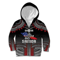Personalised Samoa Black Saturday Kid Hoodie Samoan Warrior Tribal Pattern LT05 Zip Hoodie Black - Polynesian Pride