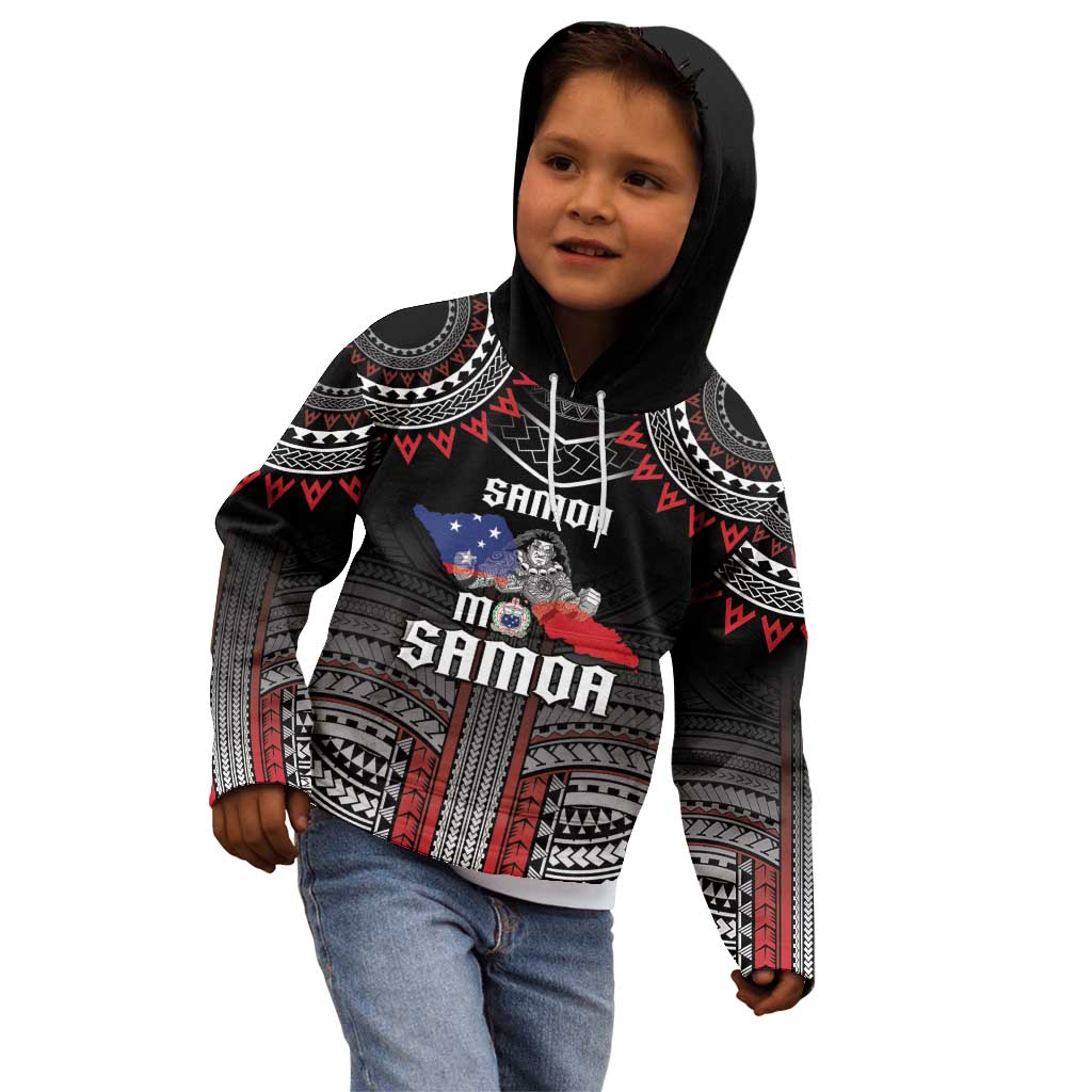 Personalised Samoa Black Saturday Kid Hoodie Samoan Warrior Tribal Pattern LT05 - Polynesian Pride