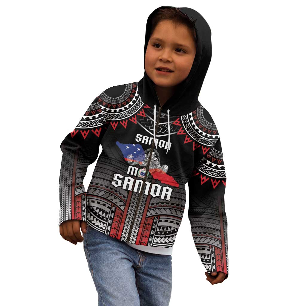 Personalised Samoa Black Saturday Kid Hoodie Samoan Warrior Tribal Pattern LT05 - Polynesian Pride