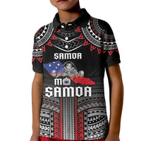 Personalised Samoa Black Saturday Kid Polo Shirt Samoan Warrior Tribal Pattern LT05 Kid Black - Polynesian Pride