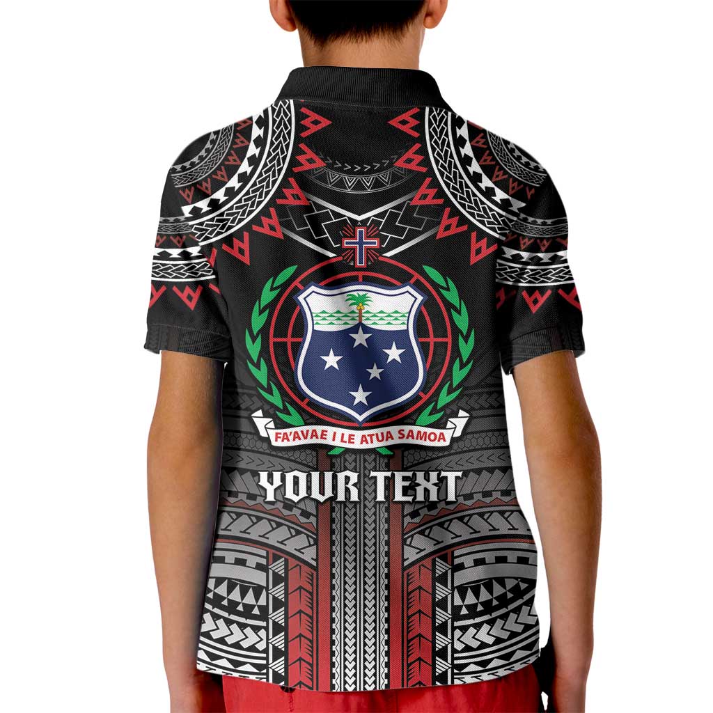 Personalised Samoa Black Saturday Kid Polo Shirt Samoan Warrior Tribal Pattern LT05 - Polynesian Pride