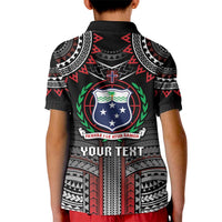 Personalised Samoa Black Saturday Kid Polo Shirt Samoan Warrior Tribal Pattern LT05 - Polynesian Pride