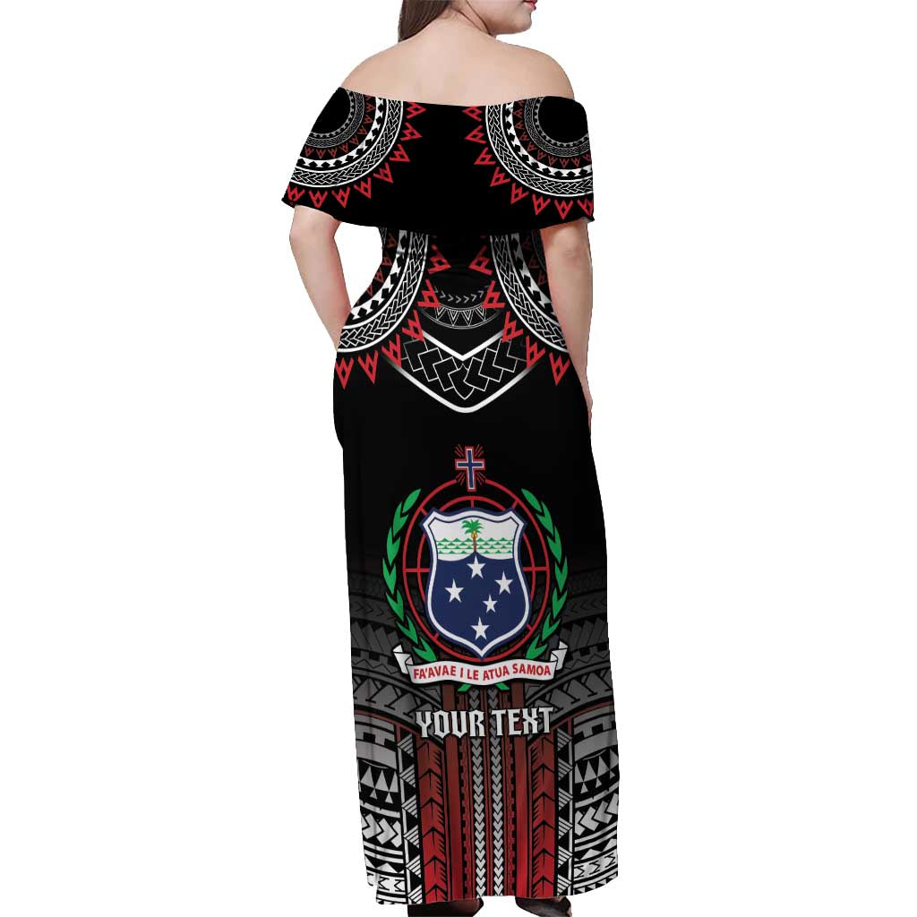 Personalised Samoa Black Saturday Off Shoulder Maxi Dress Samoan Warrior Tribal Pattern LT05 - Polynesian Pride