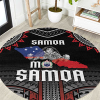 Samoa Black Saturday Round Carpet Samoan Warrior Tribal Pattern LT05 Black - Polynesian Pride