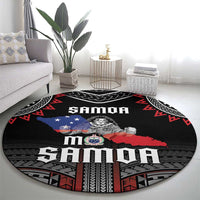 Samoa Black Saturday Round Carpet Samoan Warrior Tribal Pattern LT05 - Polynesian Pride