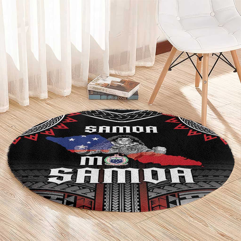 Samoa Black Saturday Round Carpet Samoan Warrior Tribal Pattern LT05 - Polynesian Pride