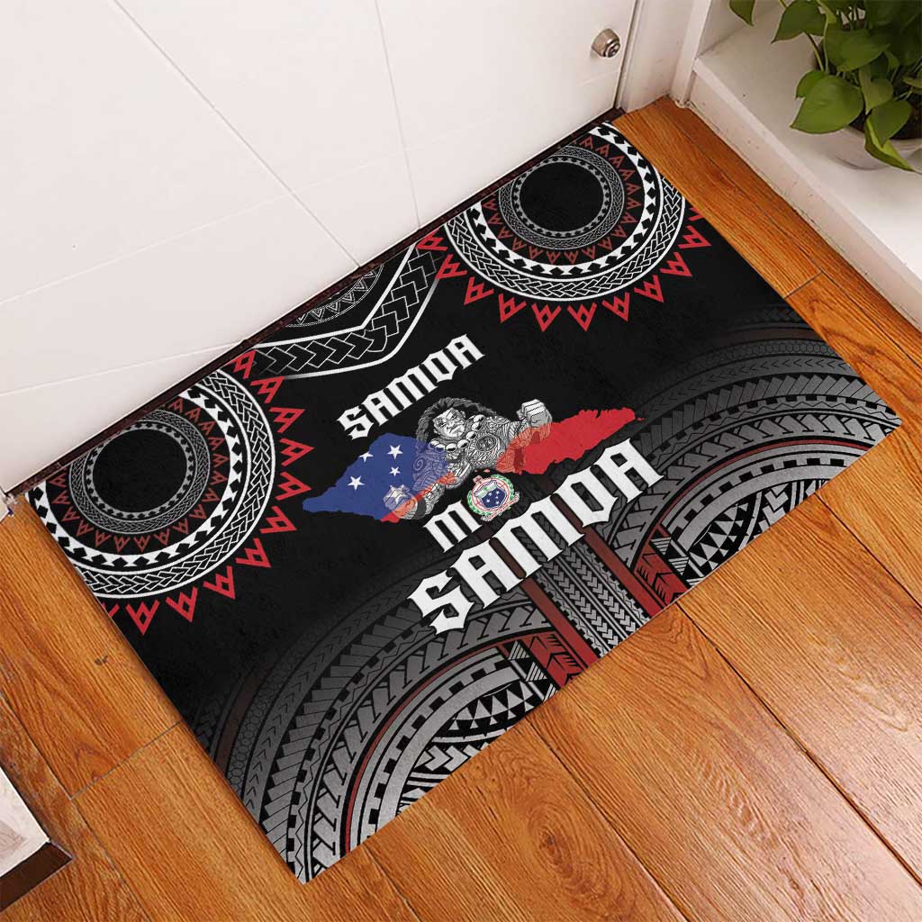 Samoa Black Saturday Rubber Doormat Samoan Warrior Tribal Pattern LT05 - Polynesian Pride