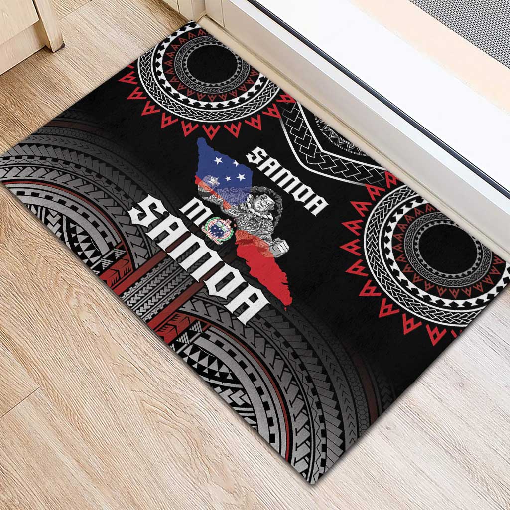 Samoa Black Saturday Rubber Doormat Samoan Warrior Tribal Pattern LT05 - Polynesian Pride